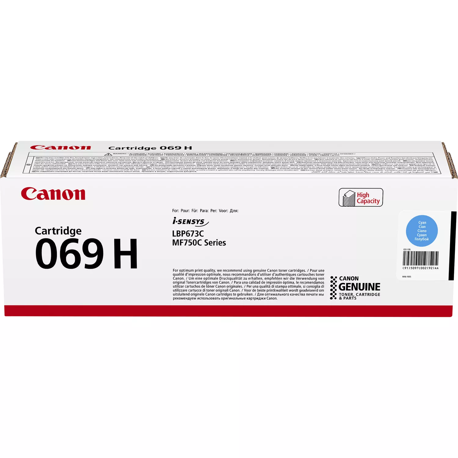 Картридж Canon 069H MF752Cdw/MF754Cdw/LBP673Cdw Cyan (5500 стор.)