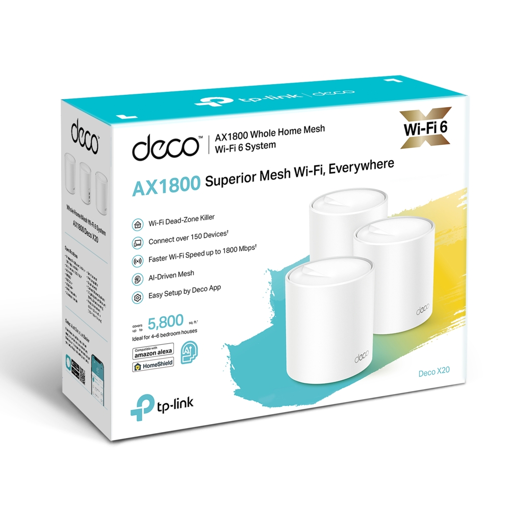 Маршрутизатор TP-LINK DECO X20 3PK AX1800 1xGE LAN 1xGE WAN MU-MIMO OFDMA MESH