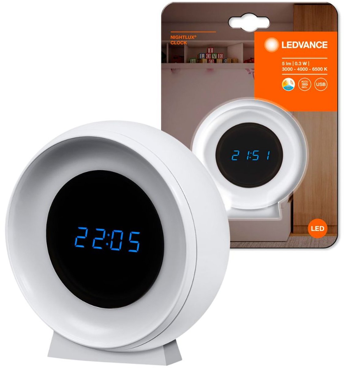 Нічник OLEDVANCE Nighlux CLOCK (4058075757721)