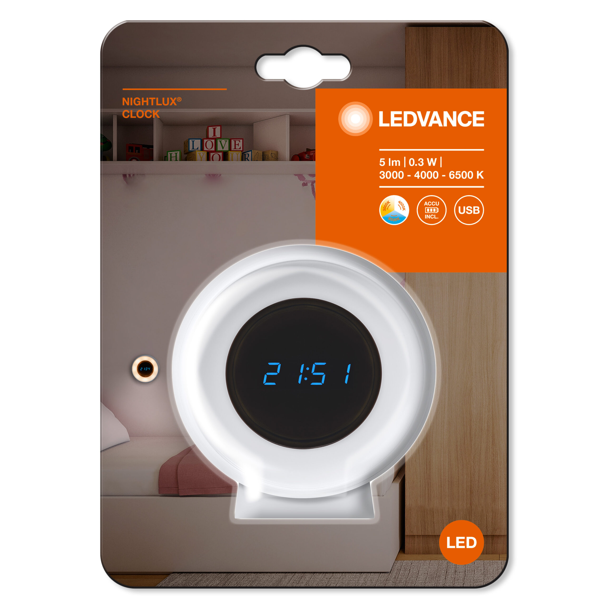 Нічник OLEDVANCE Nighlux CLOCK (4058075757721)