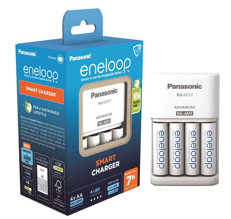 Зарядний пристрій Panasonic Advanced Charger+ Акумулятор Eneloop NI-MH  AA 2000 мАг, 4 шт.