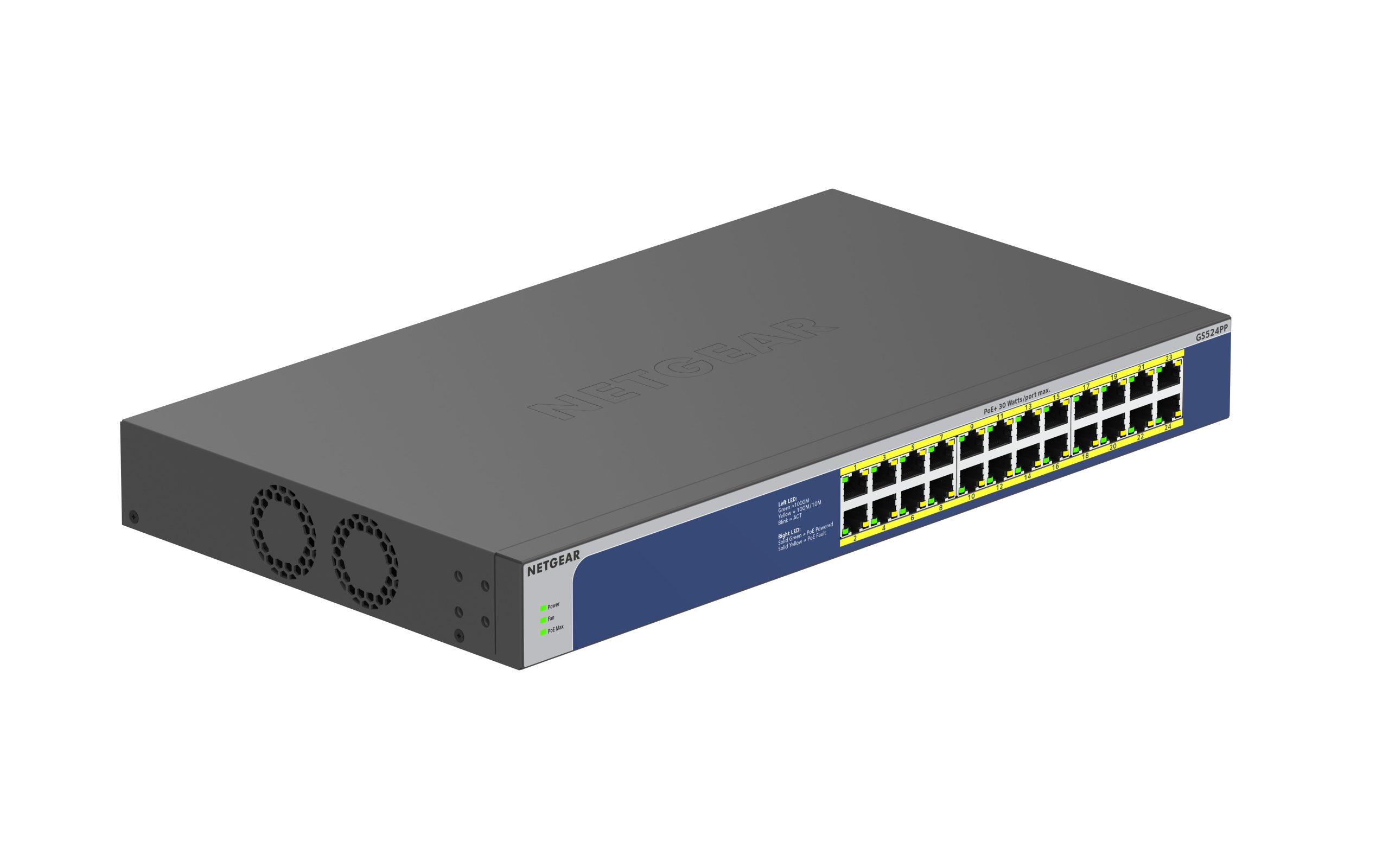 Комутатор NETGEAR GS524PP 24xGE PoE+(300Вт), некерований