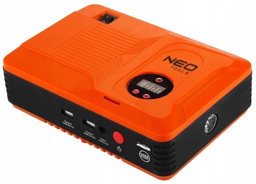 Пусковий пристрій портативний Neo Tools Jumpstarter, 12В, Power Bank 14000мА•год, 400А, 2хUSB 5В, компресор 3.5бар, ліхтарик LED