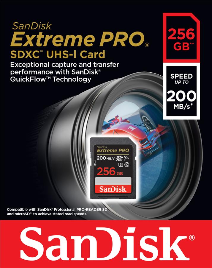 Карта пам`яті SanDisk SD 256GB C10 UHS-I U3 R200/W140MB/s Extreme Pro V30 (SDSDXXD-256G-GN4IN)