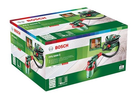 Фарборозпилювач електричний Bosch PFS 5000 E, 1200Вт, 500 мл•хв, 3м кв•хв, доп. контейнер та мішалка, 4.8кг