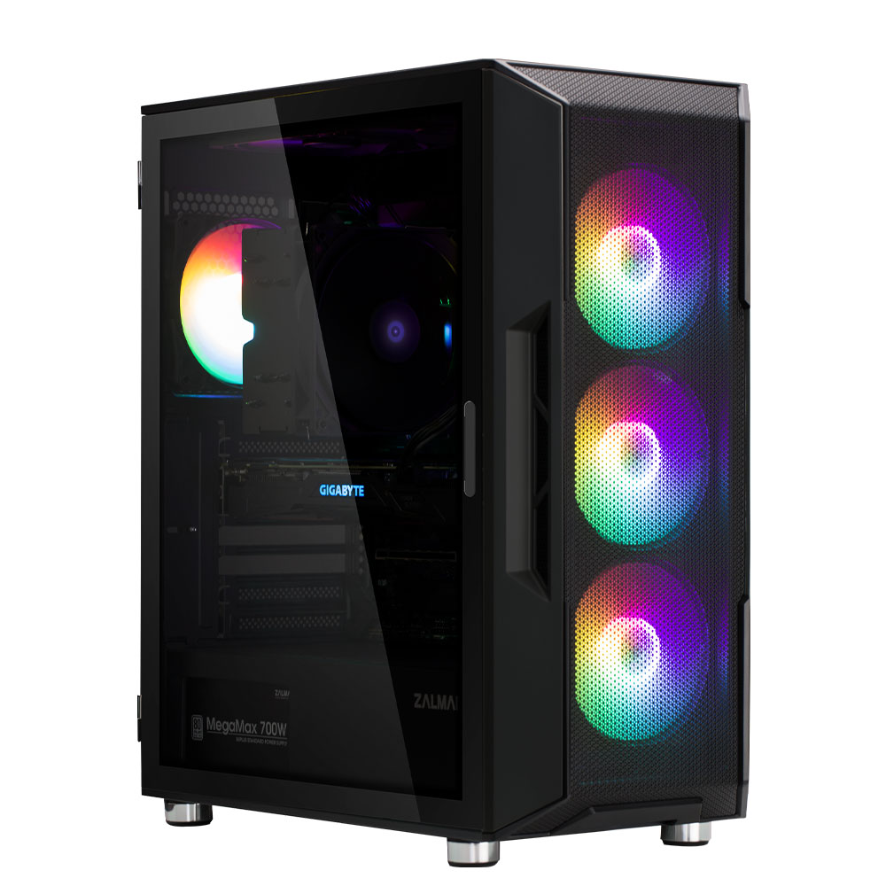 Корпус Zalman I3 NEO BLACK, без БЖ, 1xUSB3.0, 2xUSB2.0, 4x120mm RGB fans, TG Side Panel, ATX, Black