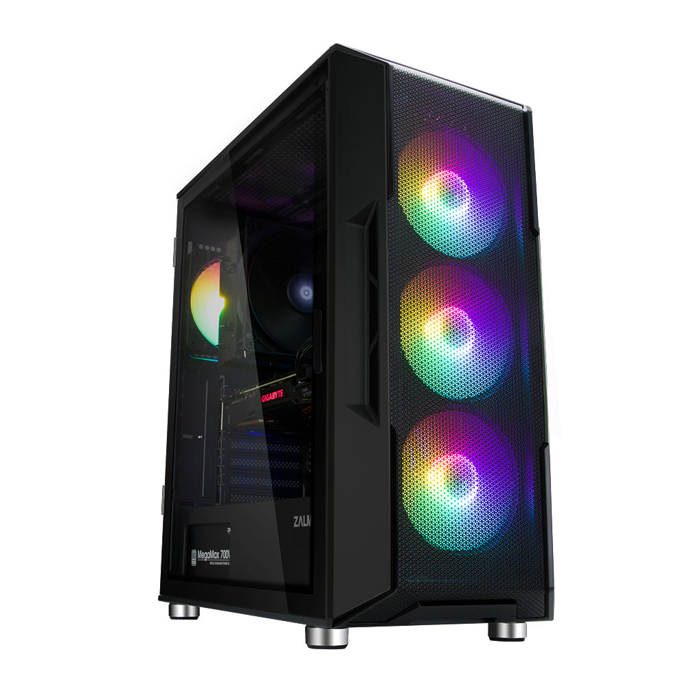 Корпус Zalman I3 NEO BLACK, без БЖ, 1xUSB3.0, 2xUSB2.0, 4x120mm RGB fans, TG Side Panel, ATX, Black