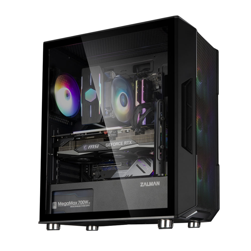 Корпус Zalman I3 NEO BLACK, без БЖ, 1xUSB3.0, 2xUSB2.0, 4x120mm RGB fans, TG Side Panel, ATX, Black