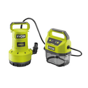 Насос для брудної та чистої води Ryobi RY18SPA-0, 18В ONE+, 4200л/г, вис 8 м, глиб 5 м, штуцер 1", таймер відключення, захист су