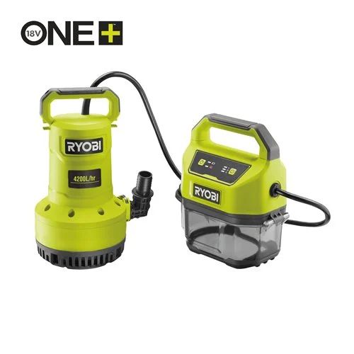 Насос для брудної та чистої води Ryobi RY18SPA-0, 18В ONE+, 4200л/г, вис 8 м, глиб 5 м, штуцер 1", таймер відключення, захист су