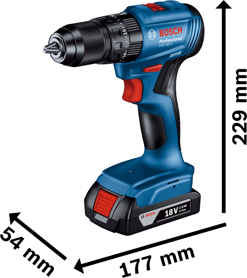 Аккумуляторная ударная дрель-шуруповерт Bosch GSB 185-LI (0.601.9K3.100)