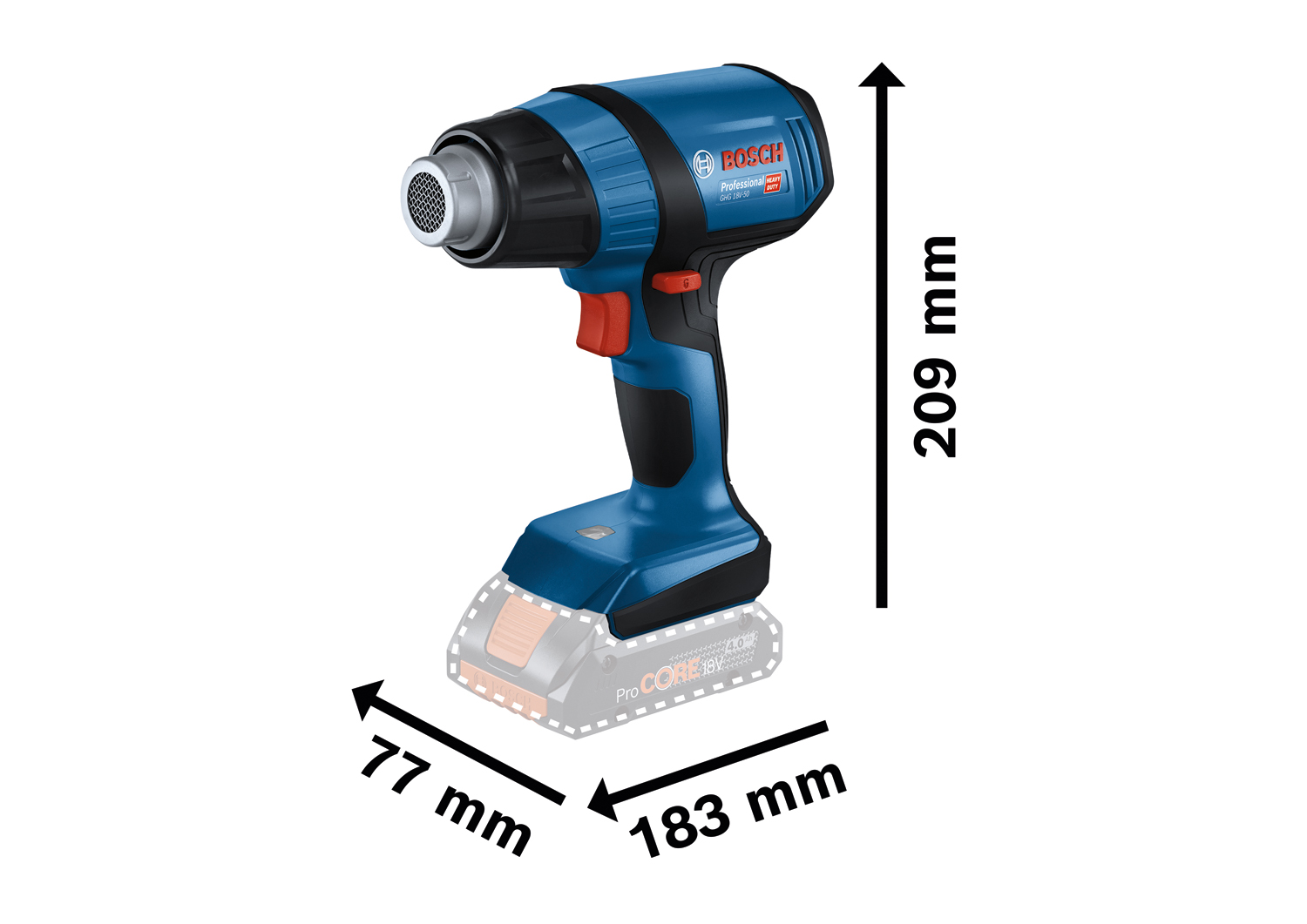 Фен будівельний Bosch GHG 18V-50 (0.601.2A6.500)