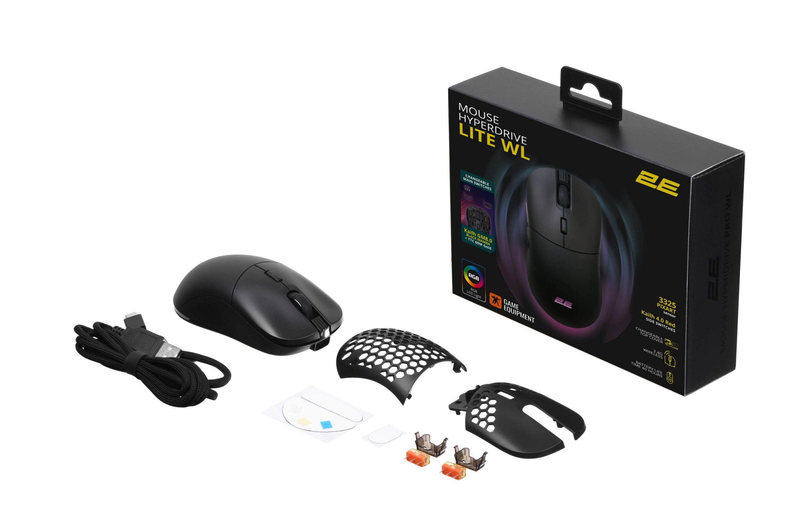 Миша 2E GAMING HyperDrive Lite WL, RGB, USB-A/WL, чорний