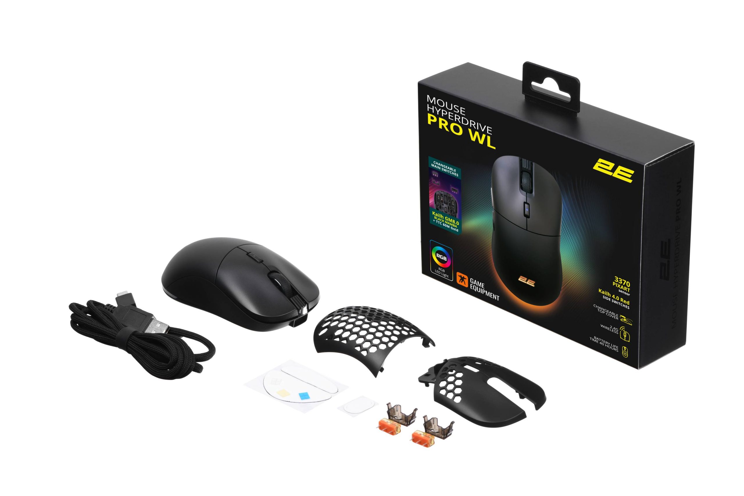 Миша 2E GAMING HyperDrive Pro WL, RGB, USB-A/WL, чорний