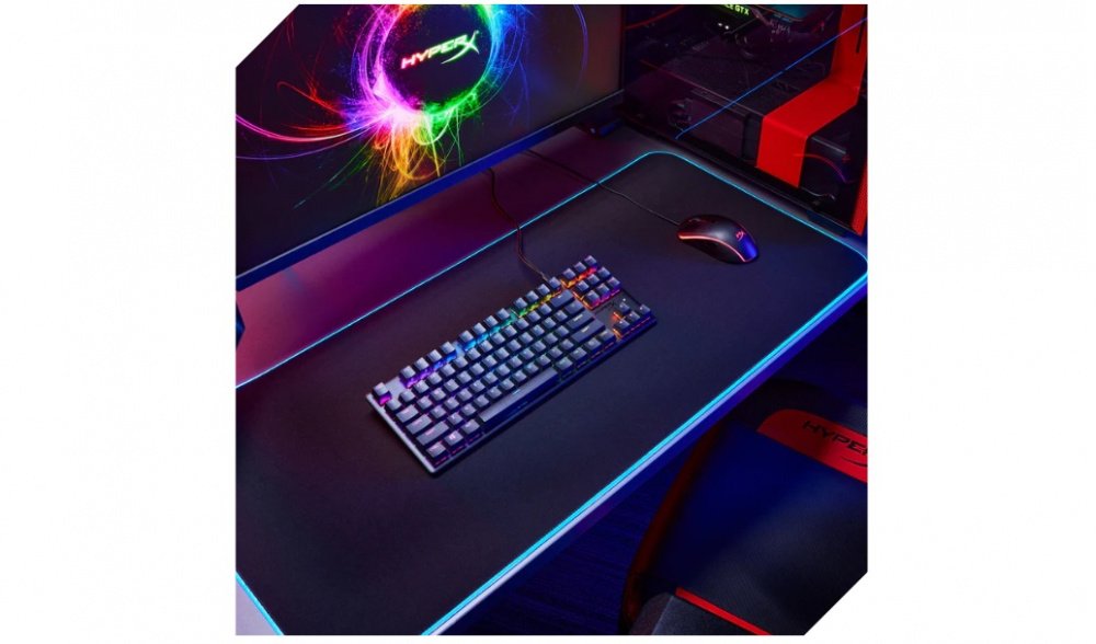 Ігрова клавіатура HyperX Alloy Origins PBT Aqua USB RGB RU, Black (639N9AA)