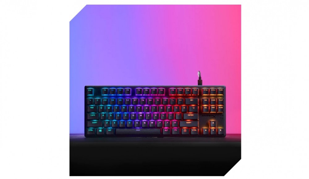 Ігрова клавіатура HyperX Alloy Origins PBT Aqua USB RGB RU, Black (639N9AA)