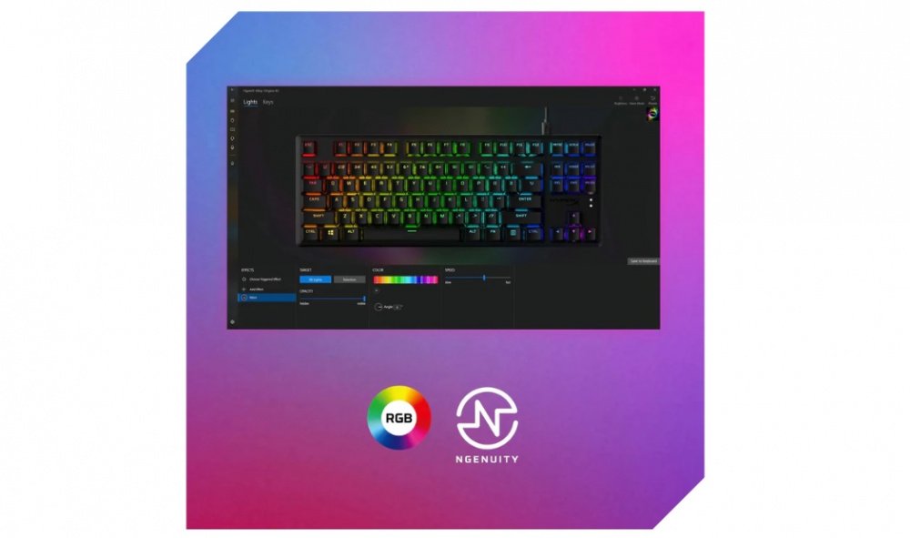 Ігрова клавіатура HyperX Alloy Origins PBT Aqua USB RGB RU, Black (639N9AA)