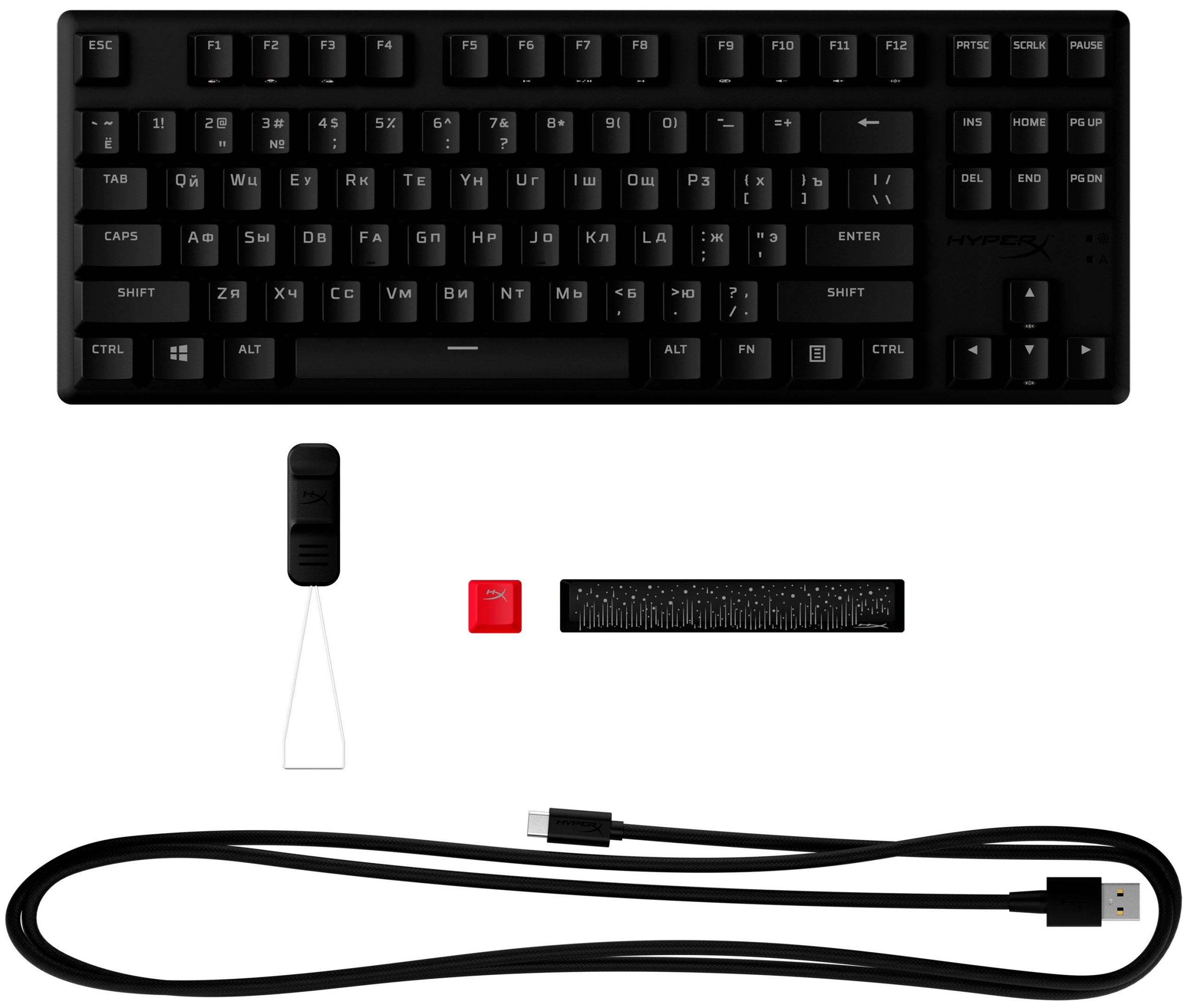 Ігрова клавіатура HyperX Alloy Origins PBT Aqua USB RGB RU, Black (639N9AA)