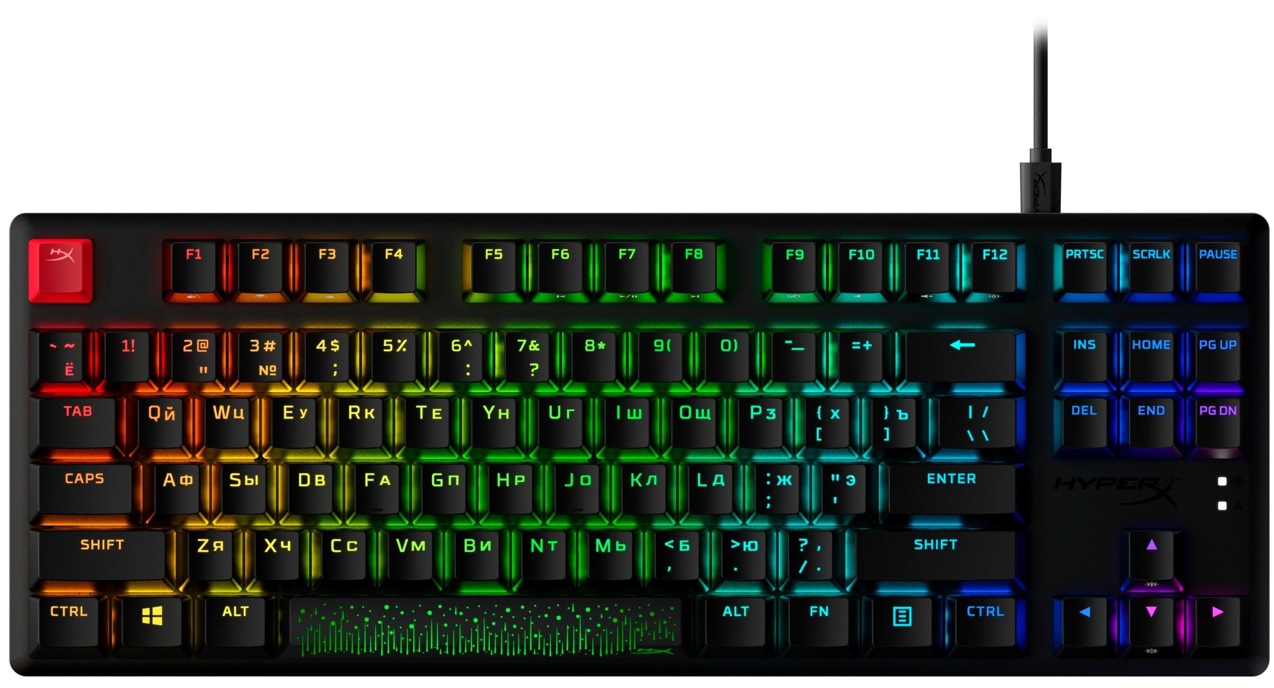 Ігрова клавіатура HyperX Alloy Origins PBT Aqua USB RGB RU, Black (639N9AA)