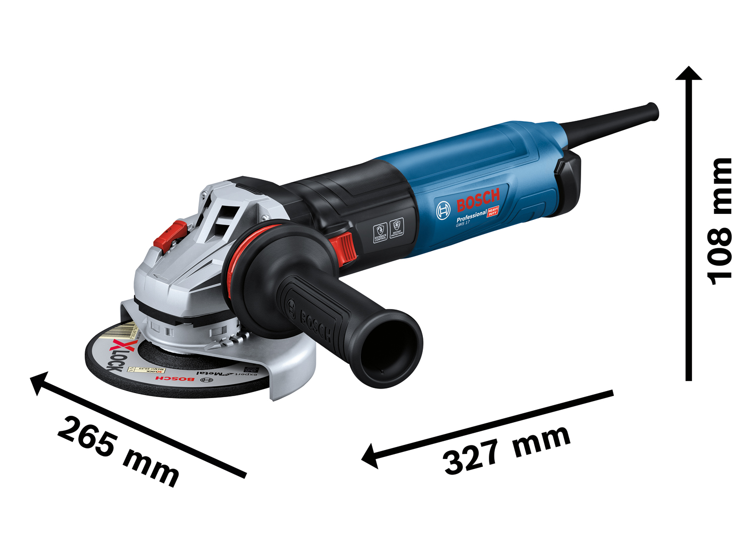 Шліфмашина кутова Bosch GWS 17-125 S, 125мм, 1700Вт, 2800-11500об•хв 2.2кг