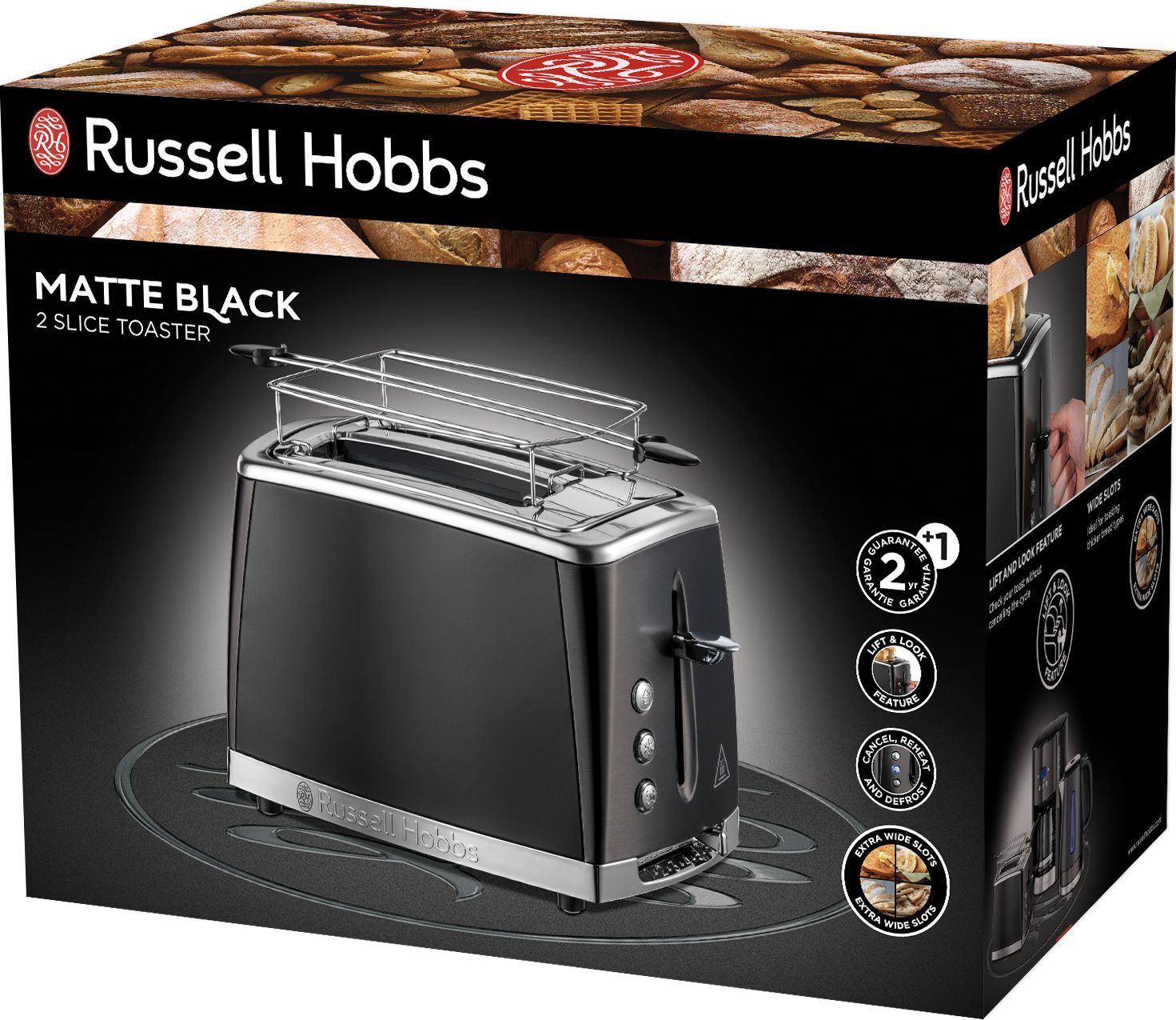 Тостер Russell Hobbs 26150-56 2 Slice Toaster Matte Black, 1550 Вт, 2 слоти, 5 режимів, чорний