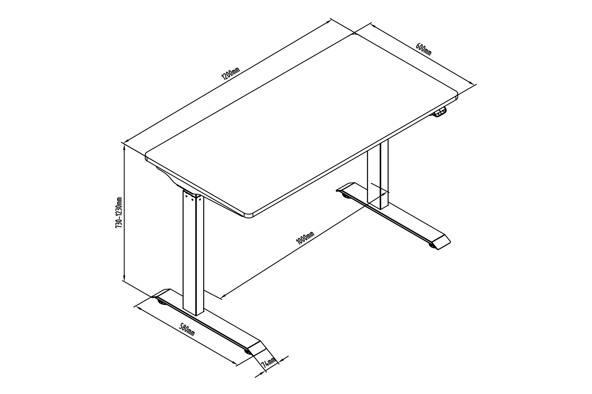 Стіл DIGITUS Electric Height Adjustable, 73-123cm, білий