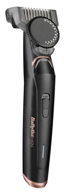 Тример Babyliss, для бороди і вусів, мережа+акум., вібраційний мотор, насадок-1, чохол, сталь, чорний