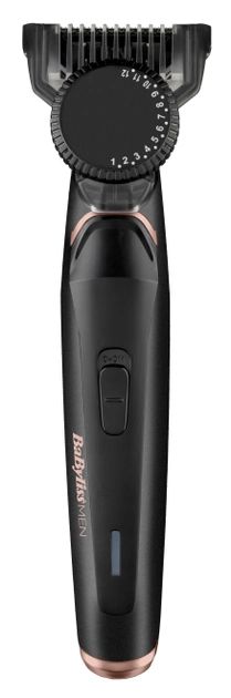 Тример Babyliss, для бороди і вусів, мережа+акум., вібраційний мотор, насадок-1, чохол, сталь, чорний