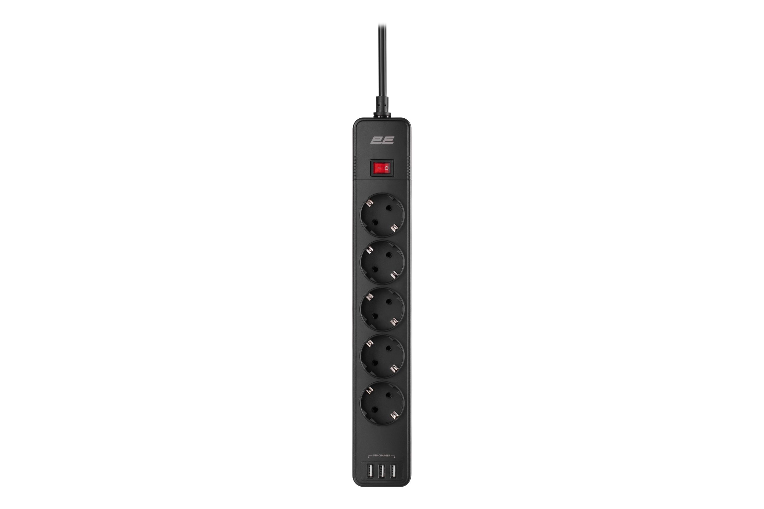 Мережевий фільтр 2E 5XSchuko 3G*1.5мм, 3*USB-A, 2м, black (2E-SP515M2USBBK)