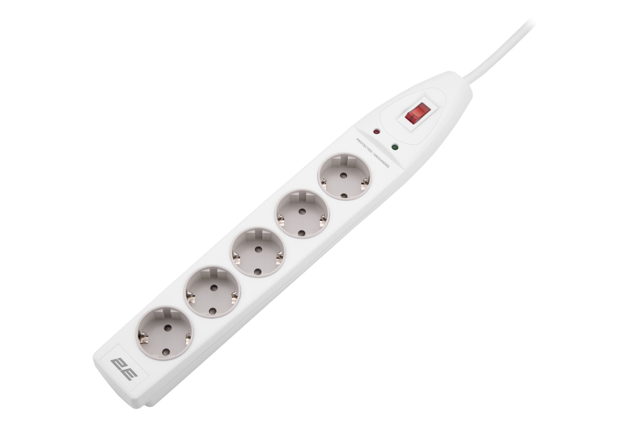 Мережевий фільтр 2E 5XSchuko 3G*1.5мм, 2м, white (2E-SP515M2WH)