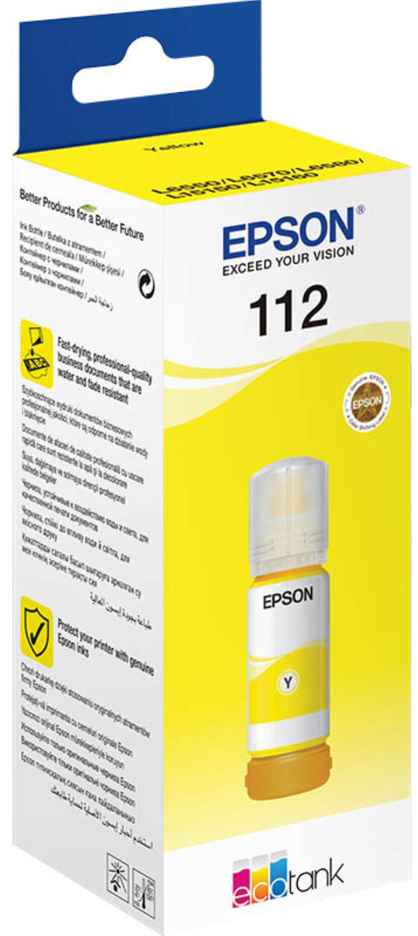 Контейнер с чернилами Epson 112 EcoTank L11160/L15150/L15160/L6490/L6550/L6570/L15180/L6580 Yellow pigm