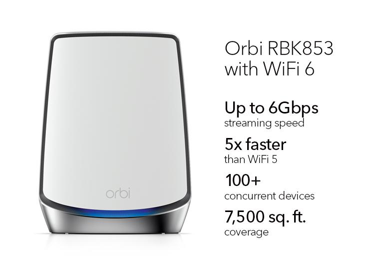 Система WiFi-Mesh NETGEAR Orbi RBK853 AX6000, 3мод, білий