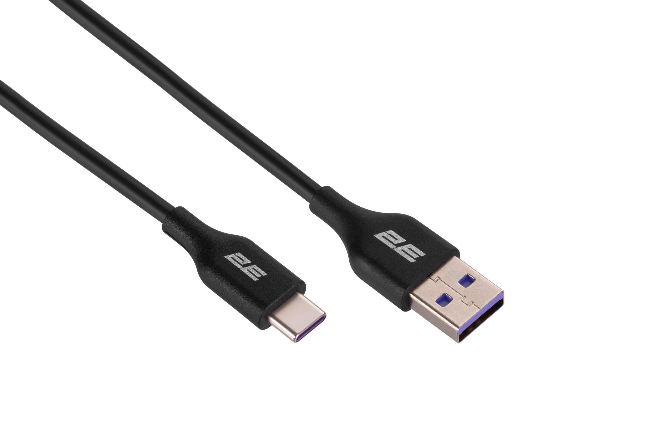 Кабель 2E USB-A – Type-C Glow 1m Black (2E-CCAC-BL)