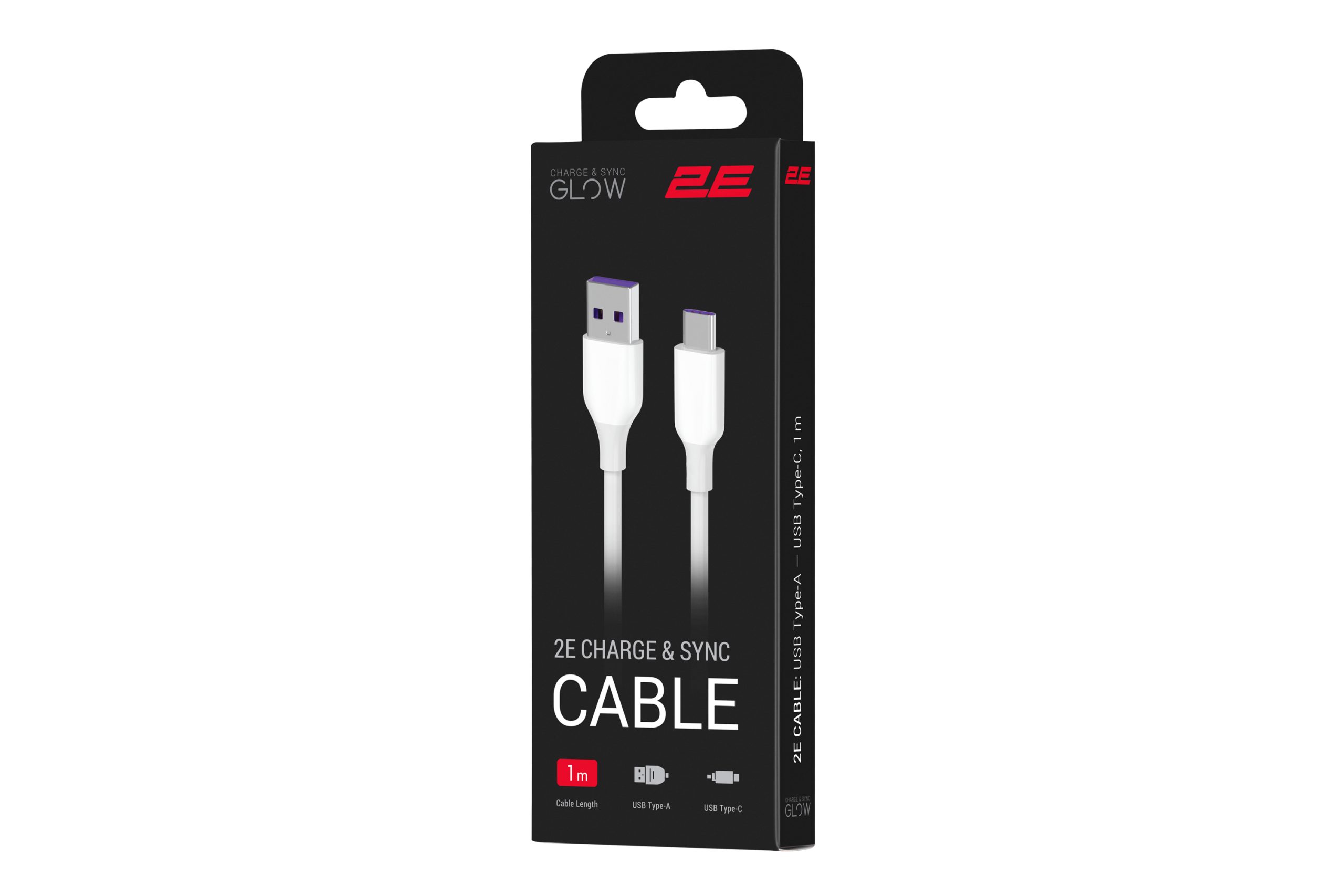 Кабель 2E USB-A – Type-C Glow 1m White (2E-CCAC-WH)