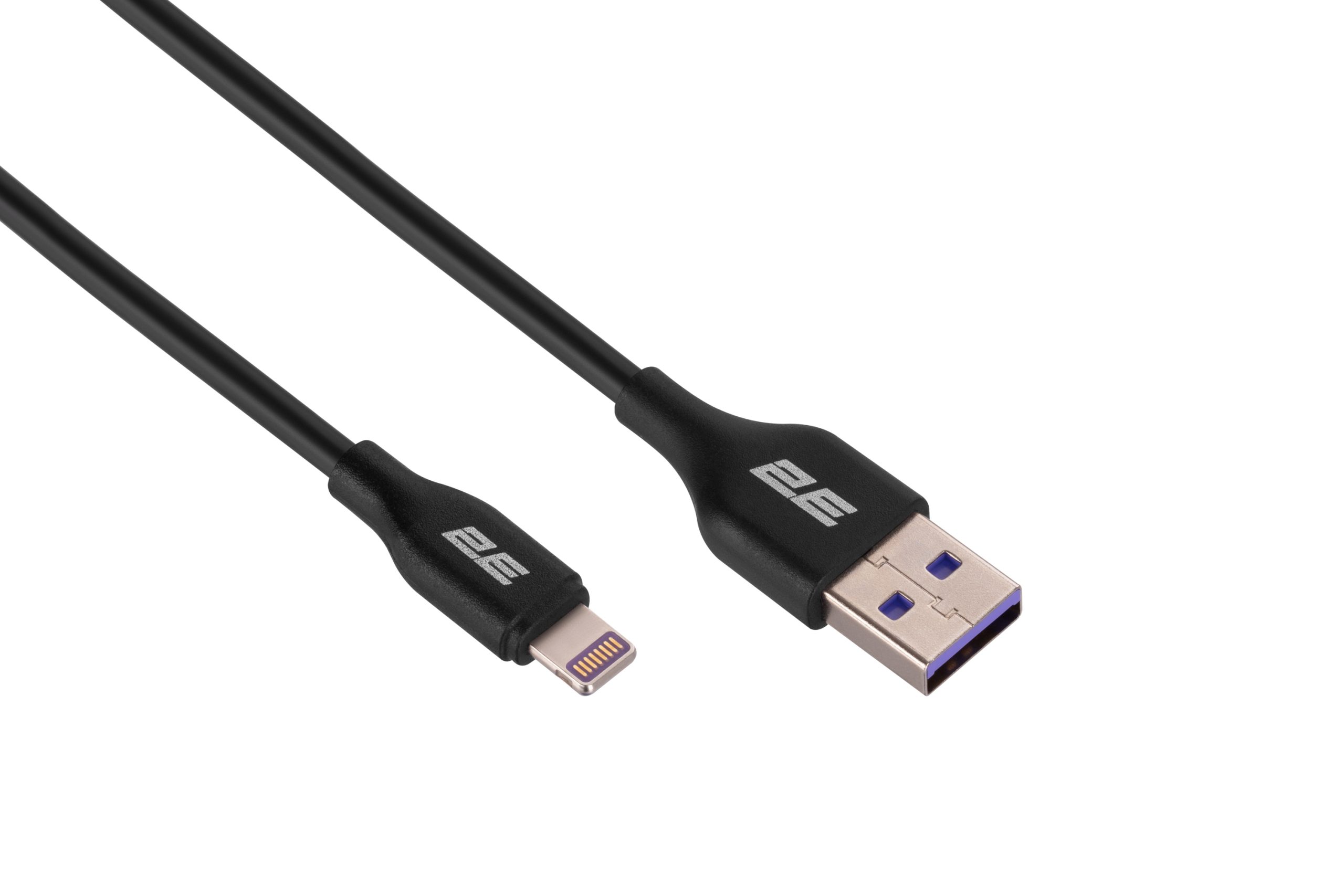 Кабель 2E USB-A – Lightning Glow 1m Black (2E-CCAL-BL)