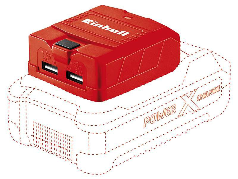 Зарядний пристрій Einhell TE-CP 18 Li USB PXC, 18В,1А/2.1А,  2хUSB, 0.06 кг