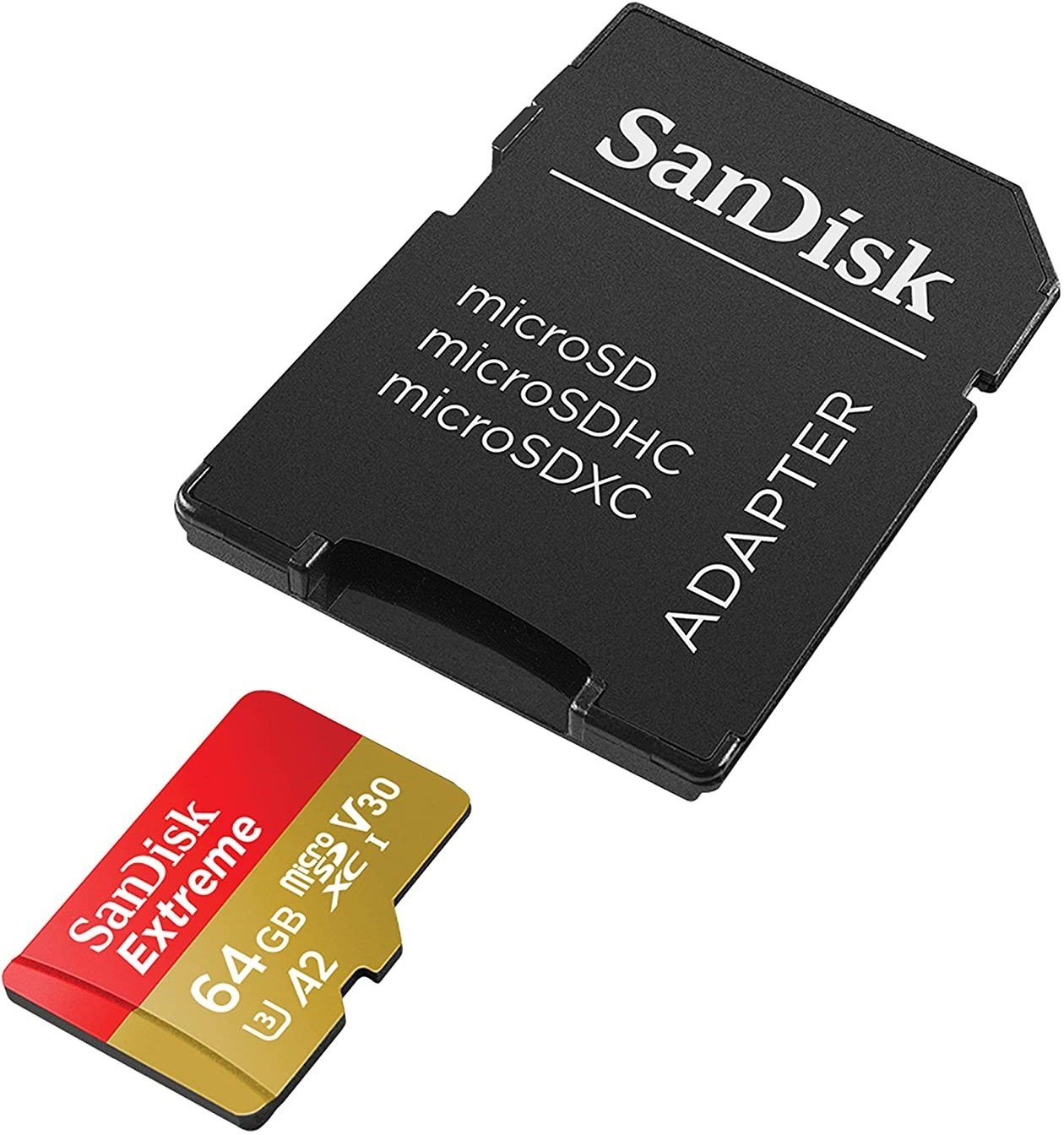 Карта пам'яті SanDisk microSD   64GB C10 UHS-I U3 R170/W80MB/s Extreme V30 + SD