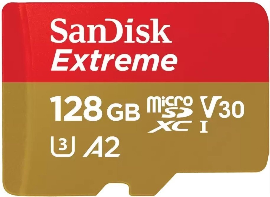 Карта пам'яті SanDisk microSD  128GB C10 UHS-I U3 R190/W90MB/s Extreme V30 + SD