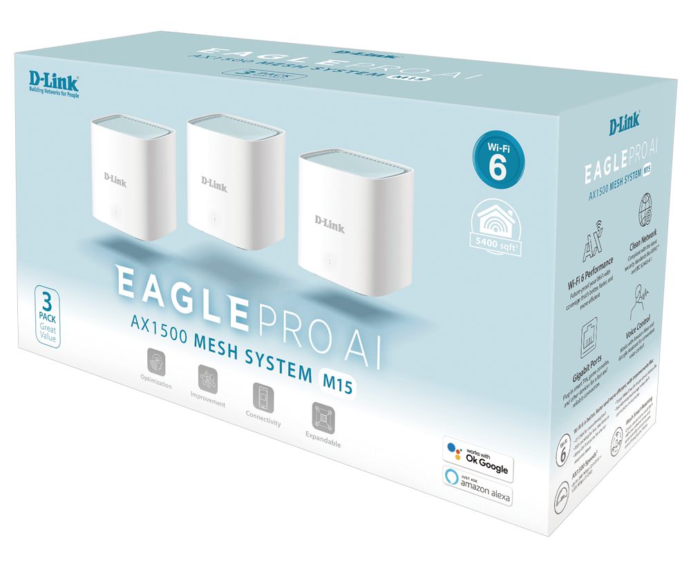 WiFi-система D-Link M15-3 EAGLE PRO AI AX1500 Mesh WiFi (3шт)