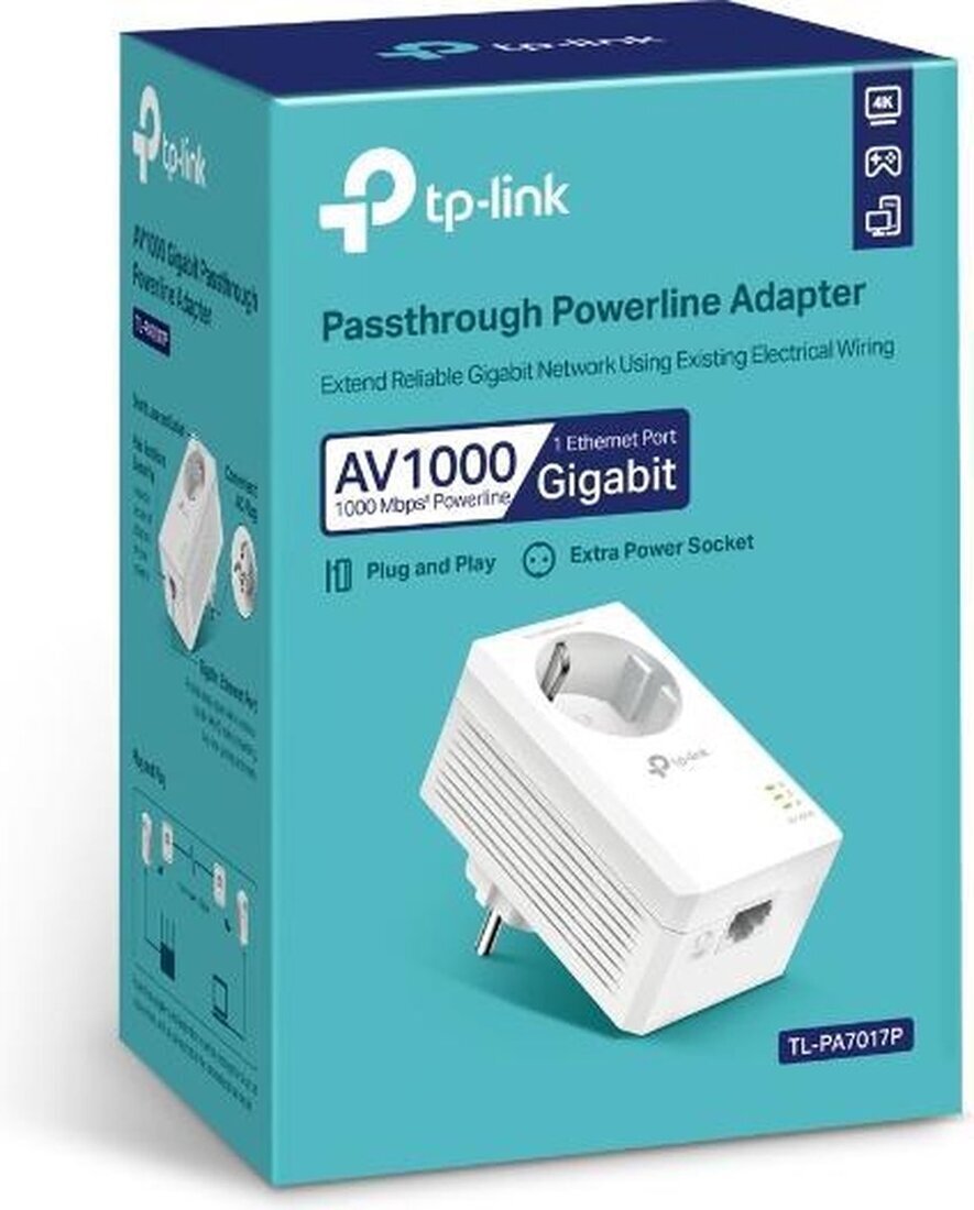 Powerline-адаптер TP-LINK TL-PA7017P AV1000 1xGE розетка