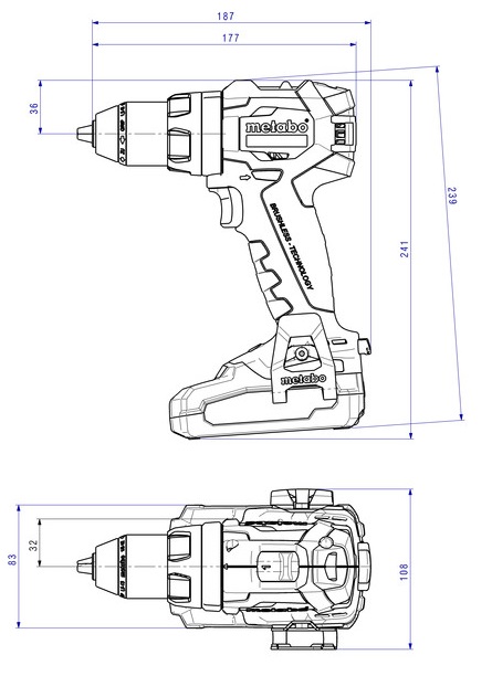 Шуруповерт-дрель Metabo BS 18 LT BL, аккумуляторная, 18 В (без АКБ и ЗУ), (602325890)