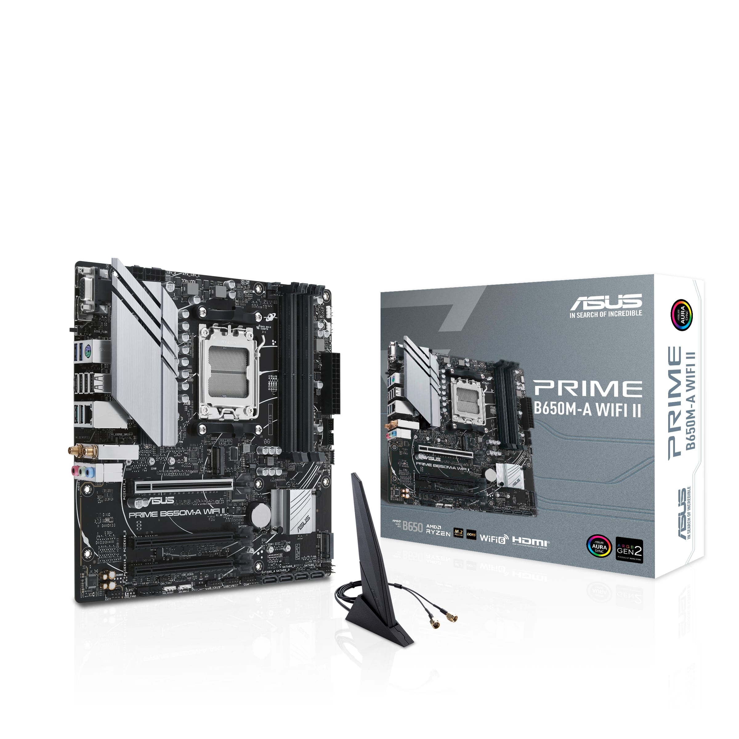 Материнська плата ASUS PRIME B650M-A WIFI II sAM5 B650 4xDDR5 M.2 USB VGA-HDMI-DP WiFi BT mATX