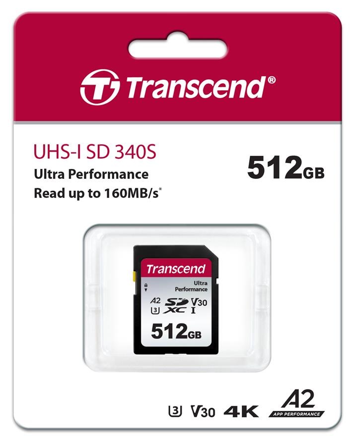 Карта пам`яті Transcend SD 512GB C10 UHS-I U3 A2 R160/W90MB/s 4K (TS512GSDC340S)