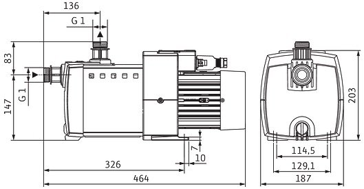 Насос поверхневий Wilo HiMulti 3-45 P, для водопостачання, 4м куб., 8 бар, 0.8 кВт, 230В