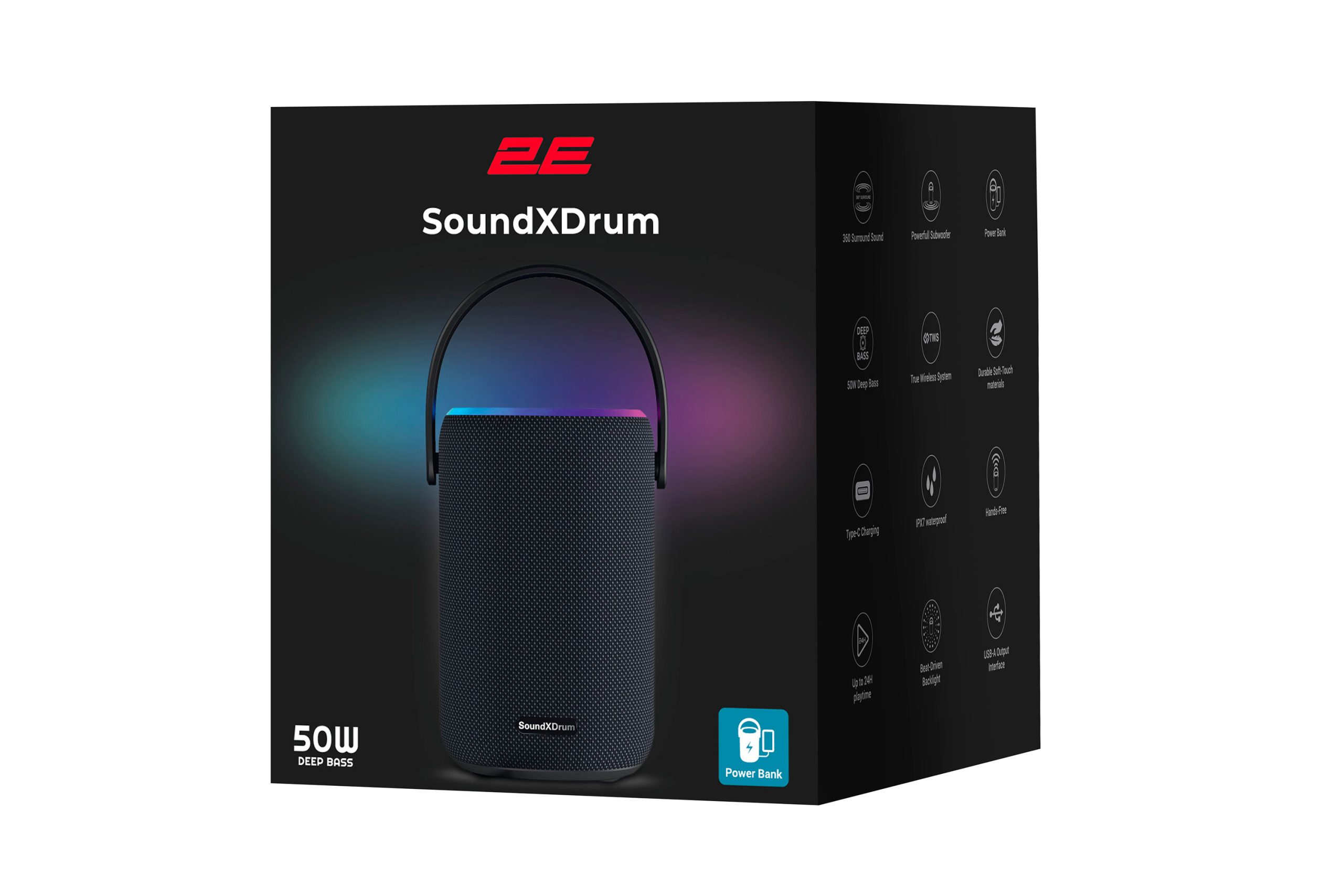 Портативная акустика 2E SoundXDrum Black (2E-BSSXDWBK)