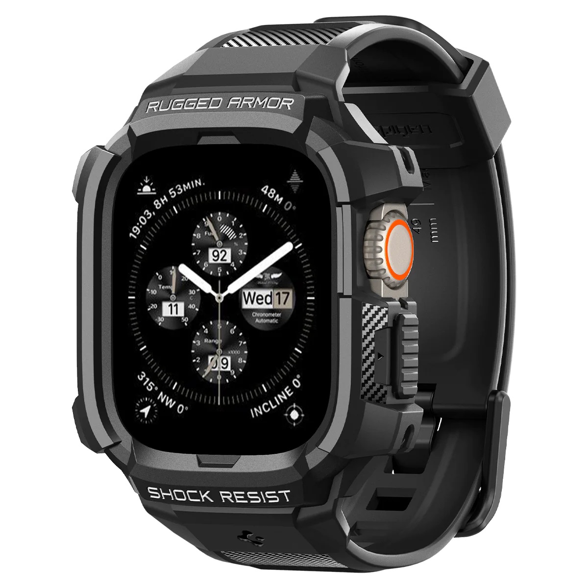 Чохол та ремінець 2в1 Spigen для Apple Watch Ultra 49mm Rugged Armor Pro, Black (ACS05460)