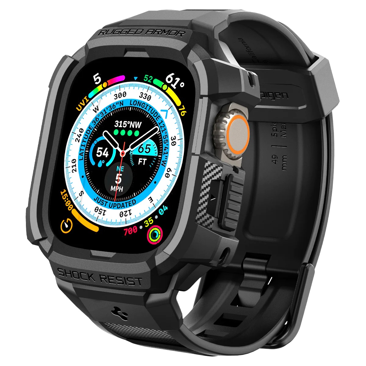 Чохол та ремінець 2в1 Spigen для Apple Watch Ultra 49mm Rugged Armor Pro, Black (ACS05460)