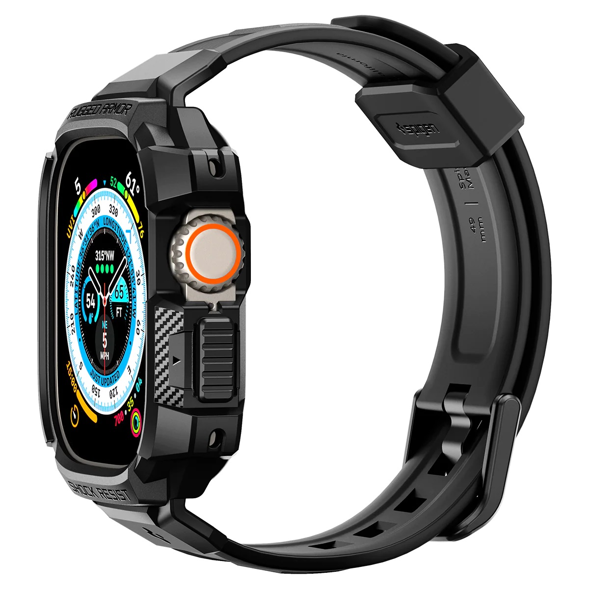 Чохол та ремінець 2в1 Spigen для Apple Watch Ultra 49mm Rugged Armor Pro, Black (ACS05460)