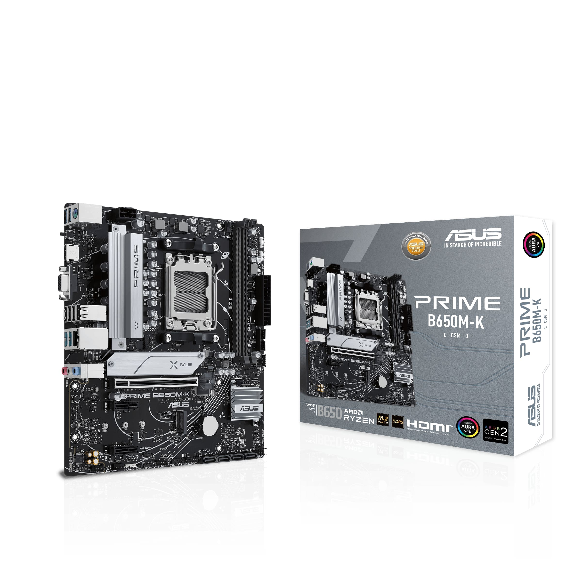 Материнская плата ASUS PRIME B650M-K sAM5 B650 2xDDR5 M.2 HDMI D-Sub mATX