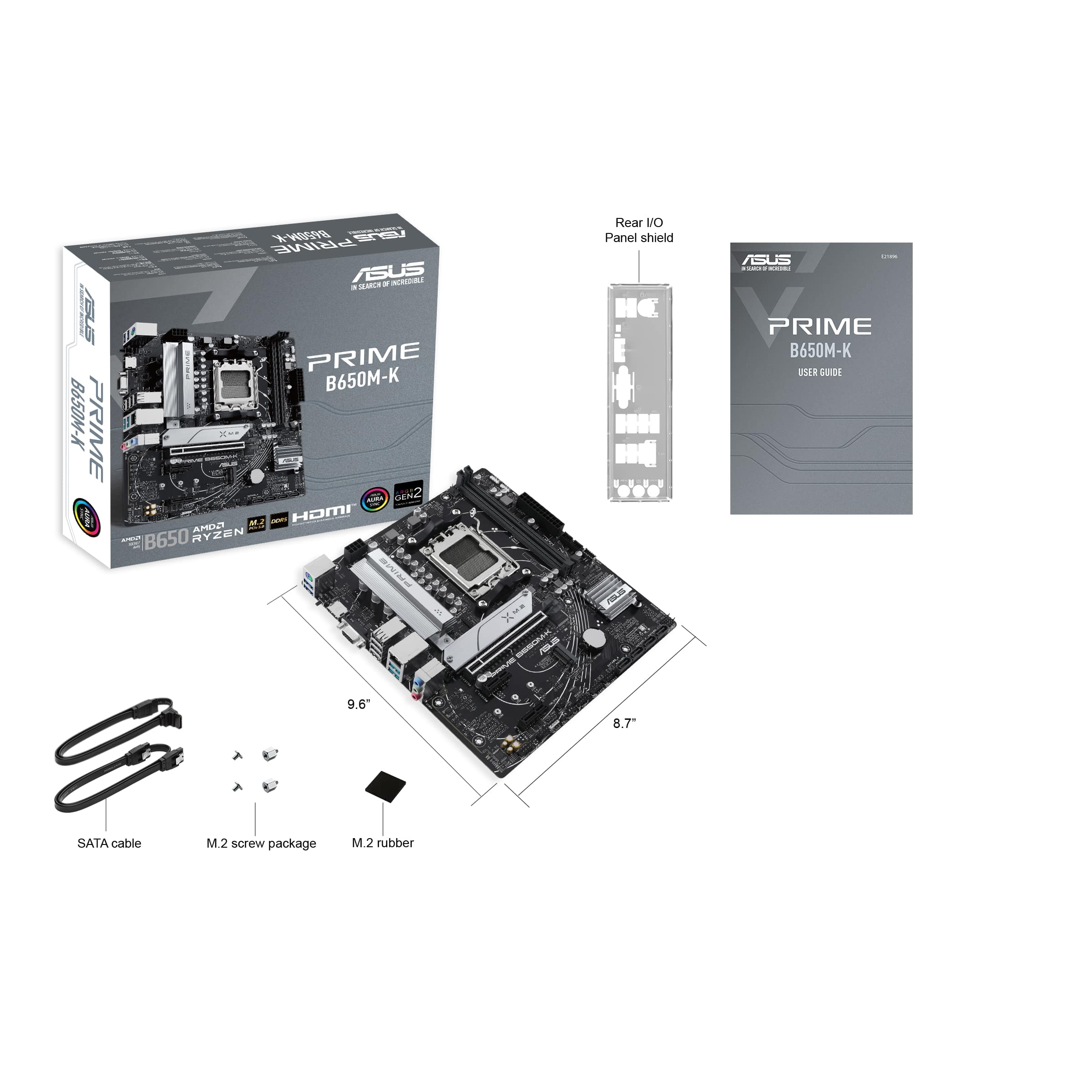 Материнська плата ASUS PRIME B650M-K sAM5 B650 2xDDR5 M.2 HDMI D-Sub mATX